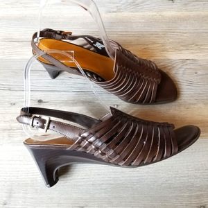Naturalizer Multi Strap Leather Brown Sling back Heel Sandals